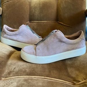 Frye Suede Pink Lena Zip Platform Sneaker 6.5